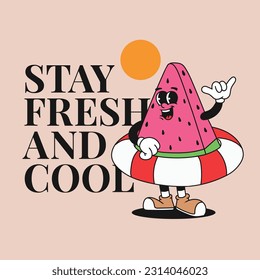 retro groovy mascot character illustration