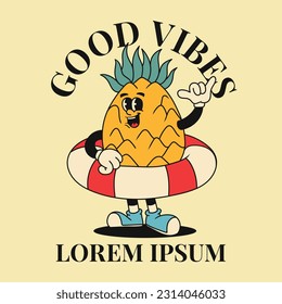 retro groovy mascot character illustration
