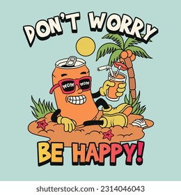 retro groovy mascot character illustration