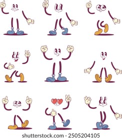 Retro groovy mascot character parts