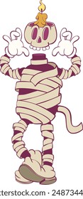 Retro groovy mummy halloween mascot character