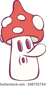 Retro groovy mushroom cartoon character