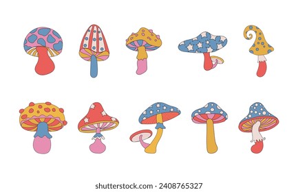 Retro Groovy Mushroom Element Set