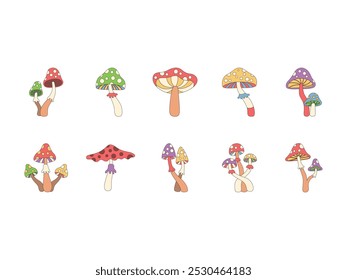 Retro Groovy Mushroom Element Set