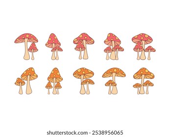 Retro Groovy Mushroom Element Set