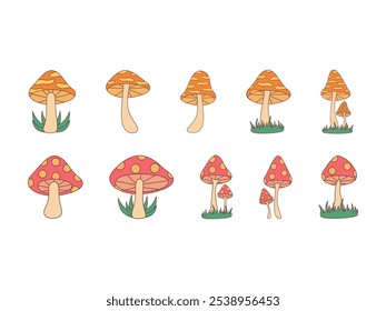 Retro Groovy Mushroom Element Set