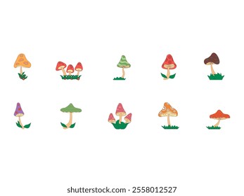 Retro Groovy Mushroom Element Set