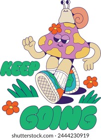 Retro groovy mushroom mascot character sublimation design