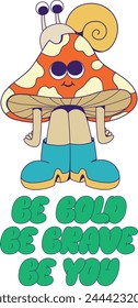 Retro groovy mushroom mascot character sublimation design