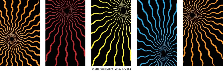Retro groovy pattern background 70s. Sun sunbeams summer texture eps 10.