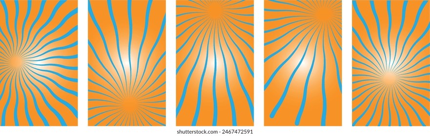 Retro groovy pattern background 70s. Sun sunbeams summer texture eps 10.