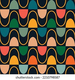 Retro groovy pattern in the style of the 70s and 60s. Geometric vintage pattern
