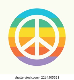 Retro groovy peace sing. Vector illustration 70s style.