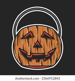 retro groovy pmpkin head halloween sticker element cartoon artwork street wear illustration vector 