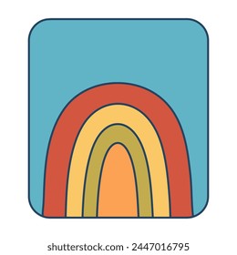 Retro groovy poster. Colorful rainbow in 60s, 70s style. Minimalistic old-fashioned art design.