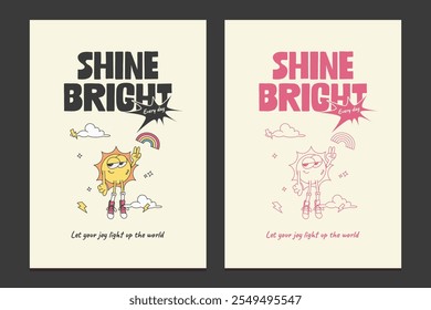 retro groovy poster or graphic t-shirt design with positive quote , vector illustration 