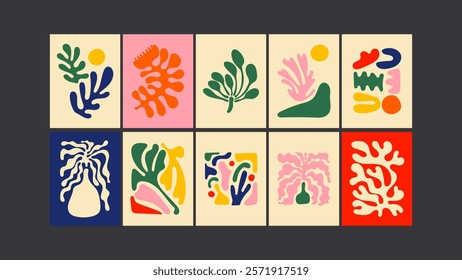 Retro groovy posters- 90s cartoon vibe. Psychedelic flowers, vibrant leaves, trippy waves, funky doodles.