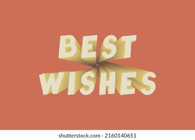 Retro groovy print BEST WISHES slogan with 3D effect text for tee t shirt or sticker. Vintage vector print design editable illustration EPS 10