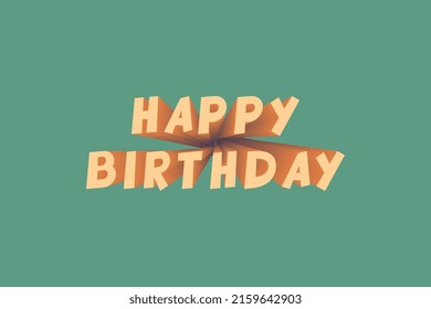 Retro groovy print HAPPY BIRTHDAY slogan with 3D effect text for tee t shirt or sticker. Vintage vector print design editable illustration EPS 10