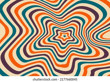 Retro groovy psychedelic wavy background. Vector illustration in the style of 1970