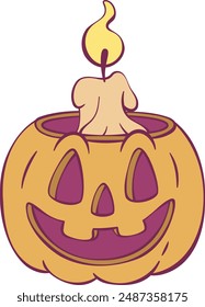 Retro groovy pumpkin halloween mascot 