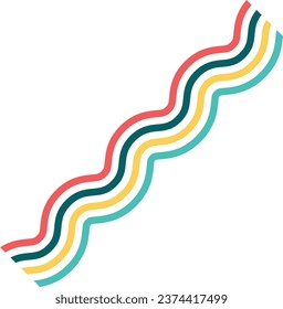 Retro Groovy Rainbow In Colorful Design. Geometric Lines. Vector Illustration Set. 