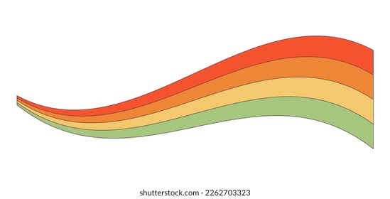 Retro groovy rainbow hipster wave. Psychedelic hippie rainbows wave. Psychedelic vintage cartoon element - funky illustration in hippy style. Vector flat illustration for banner, flyer, invitation.