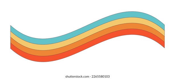 Retro groovy rainbow hipster wave. Psychedelic hippie rainbows wave. Psychedelic vintage cartoon element - funky illustration in hippy style. Vector flat illustration for banner, flyer, invitation.