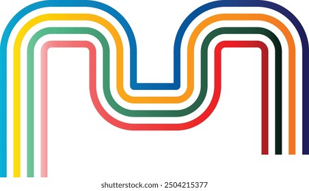 Retro Groovy Rainbow Stripes with Abstract Design Concept. Vector Graphic Design Isolated on White Background. 
