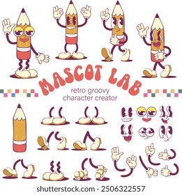 Retro groovy school supply mascot creation kit