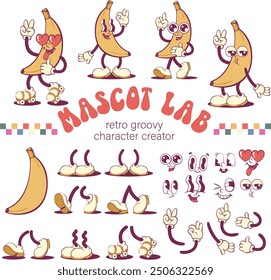 Retro groovy school supply mascot creation kit