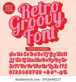 retro groovy Script vintage bold Font template