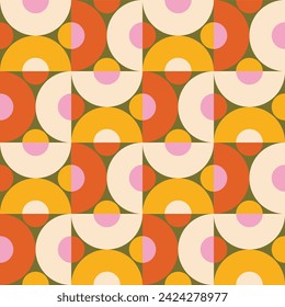 Retro groovy seamless pattern design. Bright colorful old school motif vector for background or wallpaper 