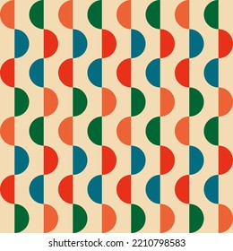 Retro groovy seamless pattern with semicircle in the style of the 70s and 60s. Vector illustration