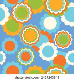 Patrón retro groovy sin fisuras. Fondo vintage en estilo de hippie. 60s, 70s, 80s vector fondo de pantalla. Impresión moderna colorida para la tela, papel de envoltura, papelería