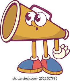 Retro groovy speaker mascot design