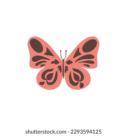 Retro Groovy Art Schmetterling Vektorsymbol