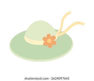 Retro groovy summer beach hat, cute cartoon seasonal object. Summer hand drawn vector illustration in flat style