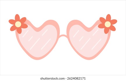 Retro groovy summer glasses, cute cartoon seasonal object. Hand drawn vector illustration in flat style	