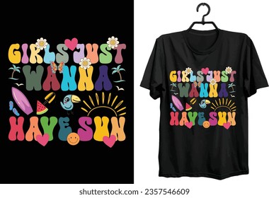 Retro Groovy Summer T-shirt Design. Funny Gift Item Groovy Summer T-shirt Design For All People.