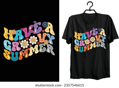 Retro Groovy Summer T-shirt Design. Funny Gift Item Groovy Summer T-shirt Design For All People.
