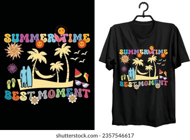 Retro Groovy Summer T-shirt Design. Funny Gift Item Groovy Summer T-shirt Design For All People.