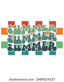 Retro Groovy Summer Vibes Summer Vacation T-Shirt, Sunset Groovy Summer Shirt, Groovy Design, Beach Vacation, Groovy Vintage Design, Spring Break Shirt

