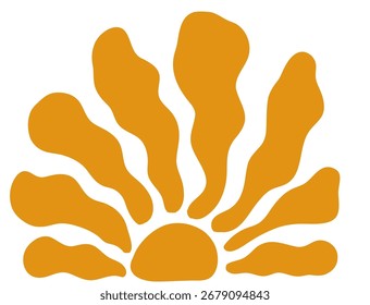 Retro Groovy Sun. Abstract Wavy rays bright colors 60s 70s style. Boho colorful groovy sun. Hippie poster. Abstract Summer Wallpaper.