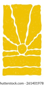 Retro Groovy Sun Background. Abstract Wave Ray Pattern in Trendy 70s Style. Boho Colorful Groovy Sun Psychedelic Vintage Background