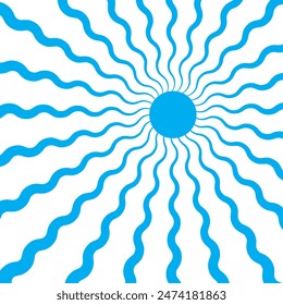Retro Groovy Sun Background Set. Abstract Wave Ray Pattern in Trendy 70s Style. Boho Colorful Groovy Sun Psychedelic Vintage Background. Graphic Fun Hippie Poster. Abstract Summer Wallpaper.