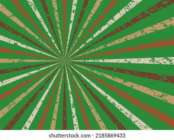 retro groovy sunburst background pattern in 60s hippy style grunge textured vintage color palette of blue orange red beige and brown in spiral or swirled radial striped starburst vector design