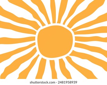 Retro groovy with sunburst. Y2k aesthetic. Groovy sun background. Retro and vintage style. Trendy colorful. Vector illustration