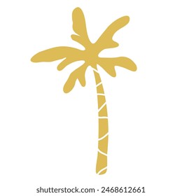 Retro Groovy Surf Club in trendy Boho style. Naive Geometric Summer Palm Tree. Simple background of sun sea. Retro Summer Beach Hand Drawn isolated illustration. Vintage Surf Club. Vector illustration