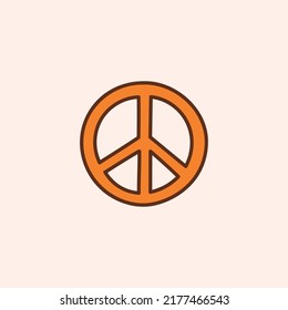 Retro groovy symbol of peace. Colorful vector illustration in vintage style. Hippie 70s 60s design element or icon